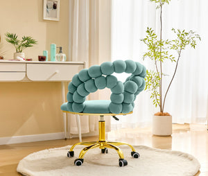 English Elm Modern Velvet Bubble Back Swivel Chair Glam Upholstered Seat for Vanity or Desk Gold,Teal W3875P442947