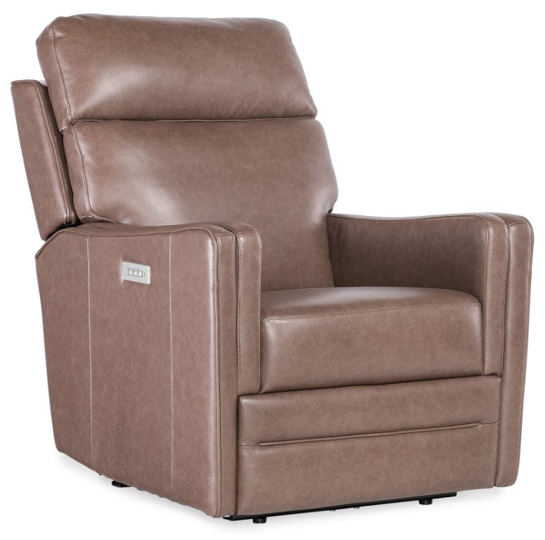 Hooker Furniture Twain Zero-Gravity Power Recliner With Top-Grain Leather, Power Headrest, Lumbar & Usb Port Brown SS645-PHZL1-070