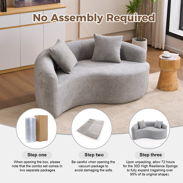 English Elm LY-042 Zen-Inspired S-Curved Dual-Depth Loveseat with Chenille Upholstery, Ready-to-Use Comfort Light Gray W2231P329726