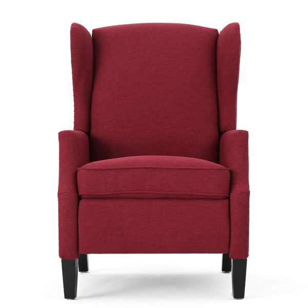 English Elm Christopher Knight Home® - Pushback Recliner Chair with Nailhead Trim and Wingback Design, Plush Fabric Comfort for Living Rooms Red 60760.00DRED