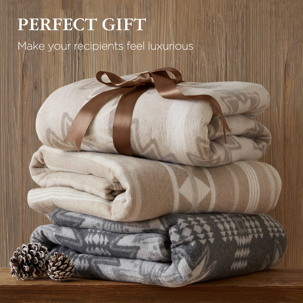 English Elm 1-piece King Jacquard Cotton Blend Blanket Aztec Woven Soft Breathable Bedroom Layer Grey B035P437489