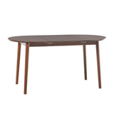 Mid Century Modern Solid Wood Oval Extension Dining Table Walnut DAMD3EWTWS Walker Edison