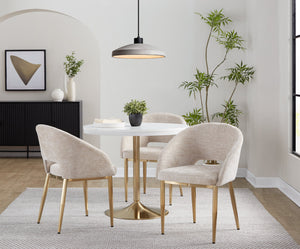 English Elm Chair Set of Two with Gold Metal Legs and Fabric Seat for Glam Dining Rooms B202S02104