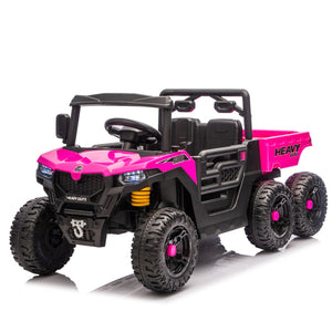 English Elm 24v 400w Six Wheel Kids Electric Dump Truck 4wd Remote Control Ride on Toy Pink W1578P353181
