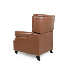 English Elm Christopher Knight Home® - Button Button Tufted Heavy Duty Manual Push-Back Recliner Chair with Nailhead Accents and Comfort Backrest Light Brown 71976.00PUCOGN