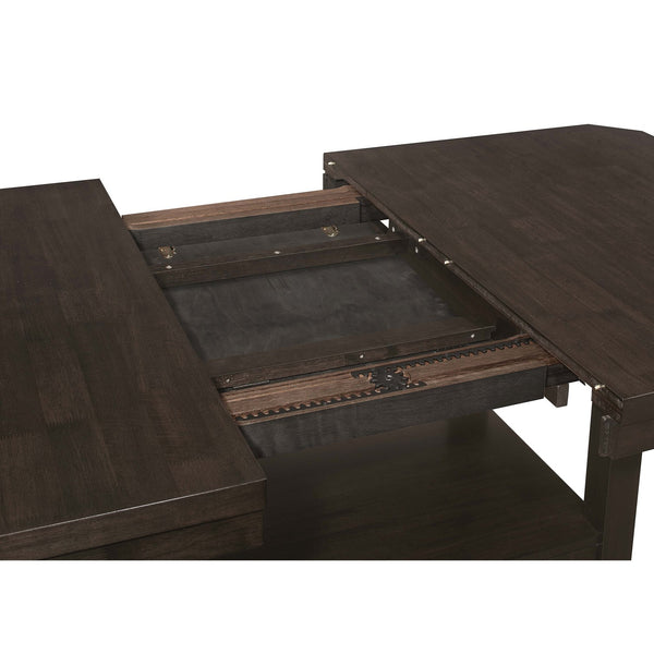 English Elm Prentiss Cappuccino 78" Extension Counter Dining Table with Built-In Storage, Sleek Rectangular Design and Versatile Entertaining Surface B062S00877