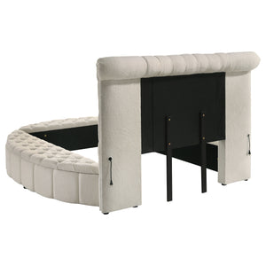 English Elm Santiago Boucle Queen Bed with Curved Frame Tufted Storage Base and Usb Charging B062S01673
