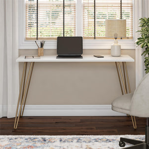 English Elm Owen Industrial Writing Desk with Hairpin Legs for Small Apartments and Home Offices B2733P417364