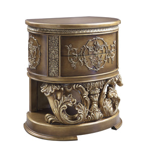 English Elm Brown Brown and Gold 2-Drawer Nightstand Felt-Lined Drawers Smooth Metal Glide Elegant Storage Solution B062P215401