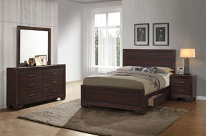 English Elm Emory Queen Bedroom Set Solid Hardwood Bookcase Headboard Built-in Lights Cappuccino Brown B062S00758