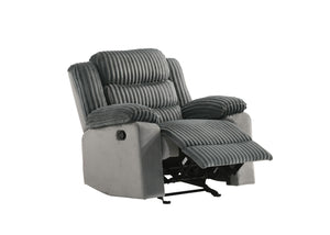 English Elm Lesley Plush Gray Corduroy & Velvet Motion Glider Recliner with Pocket Coil Seat, 330lb Capacity B2726P320782