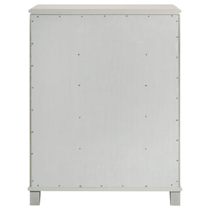 English Elm Gwendolyn Pearl White 5-Drawer Chest of Drawers — Retro Art Deco Diamond Trim, Acrylic Legs & Chrome Accents B062P375503