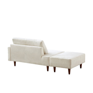 English Elm Indoor Boucle Chaise Lounge with Detachable Ottoman Convertible Daybed Bedroom Reading Nook White W5515P438693