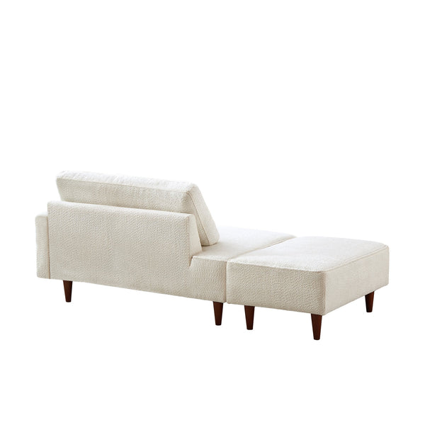 English Elm Indoor Boucle Chaise Lounge with Detachable Ottoman Convertible Daybed Bedroom Reading Nook White W5515P438693
