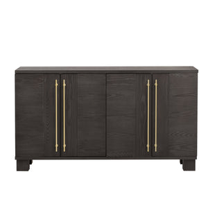 English Elm Trexm Ash Veneer Buffet with Gold Handles and Adjustable Shelves for Dining Spaces Taupe N715P392244N