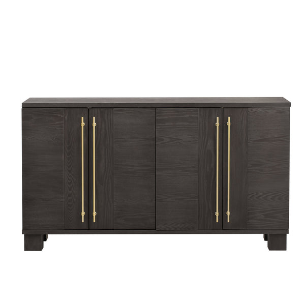 English Elm Trexm Ash Veneer Buffet with Gold Handles and Adjustable Shelves for Dining Spaces Taupe N715P392244N