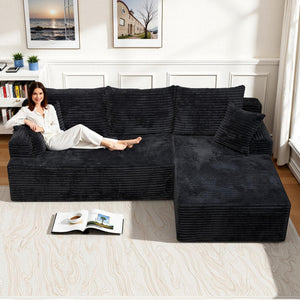 English Elm Modern Chenille Sectional Sofa with Chaise Modular L Shaped Living Room Seating W3653P443441
