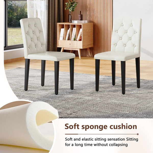 English Elm Table 5-Piece Stylish Dining Set With Textured Black Wood Table & Ergonomic White Pu Chairs W1151S04310-GIGA