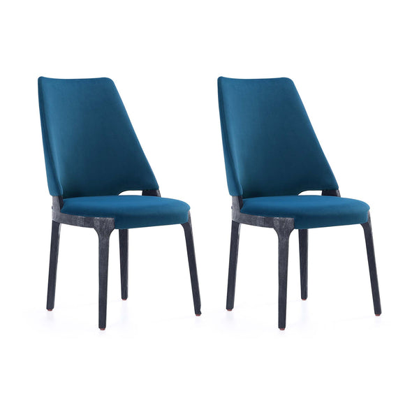 English Elm Kara Wood Upholstered Dining Chair Set Of 2 - Elegant Blue Velvet, Durable & Fully Assembled! B365P397801