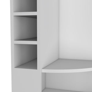 English Elm Oban Matte Black Corner Bar Cabinet with Bottle Cubbies and Open Stemware Shelves B200S00388