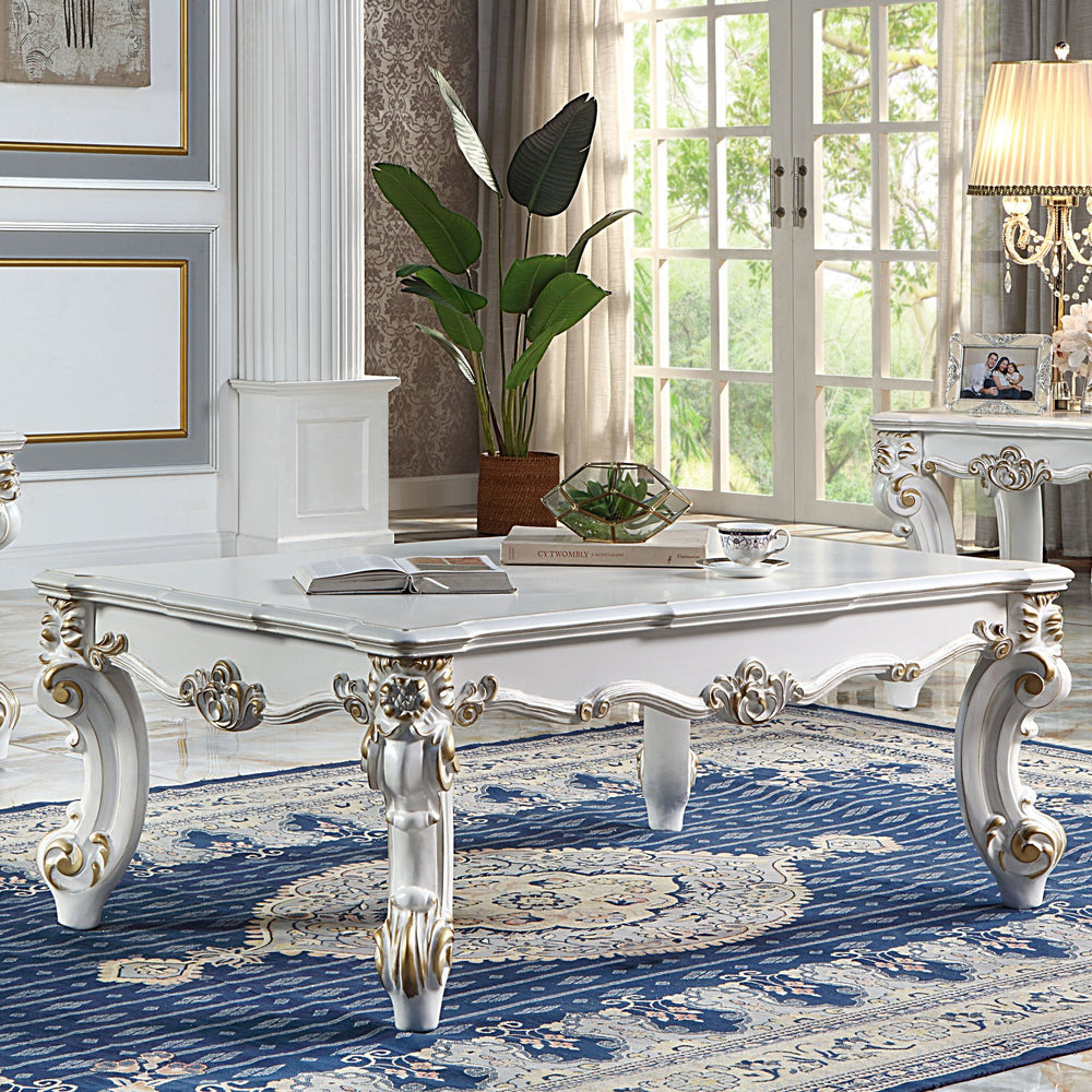 English Elm Antique Pearl Coffee Table – Elegant Scrolled Leg Design For Timeless Charm In Any Living Space B062P209127