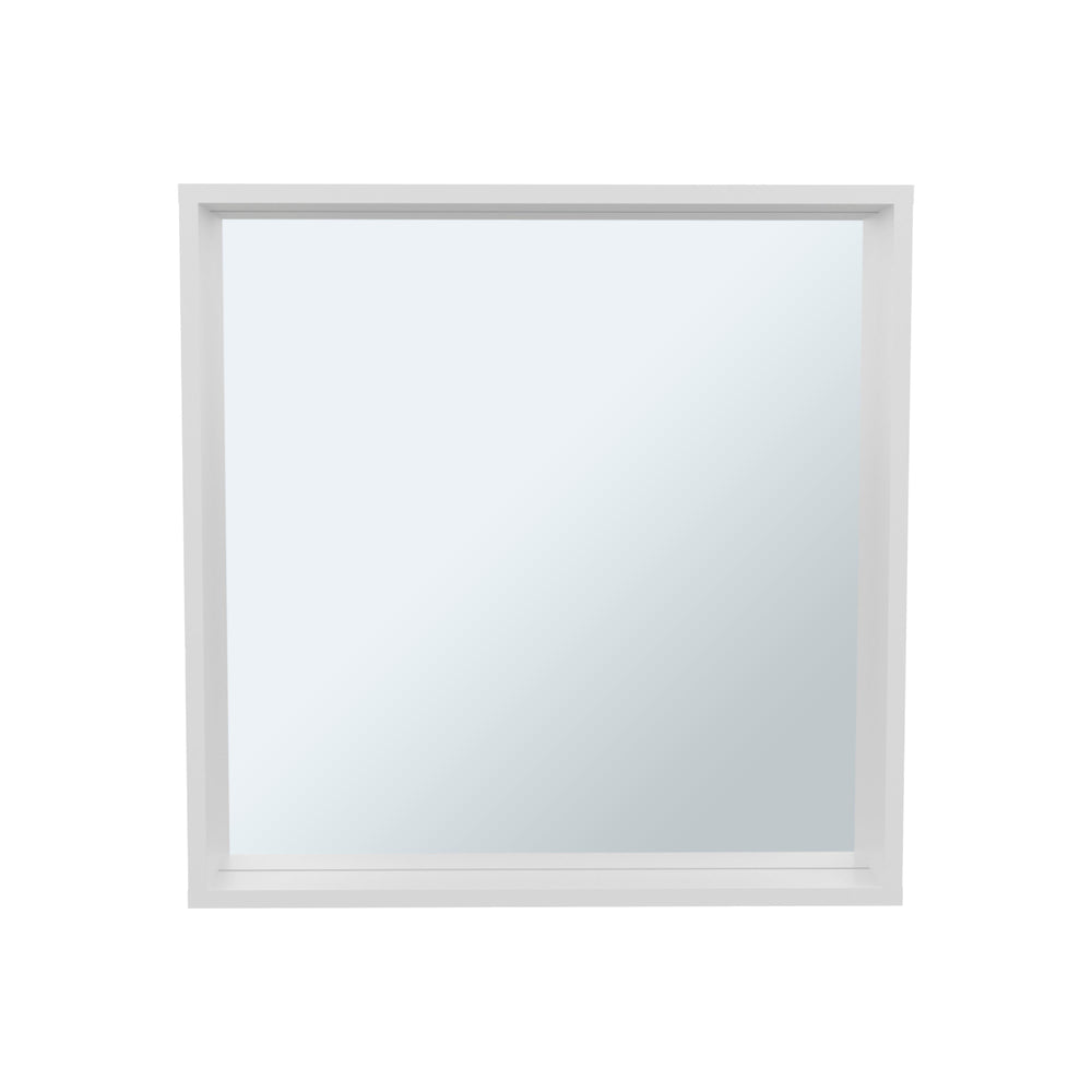 English Elm White White wall-mounted mirror cabinet with storage shelves, sleek modern melamine finish for small baths (23.6" x 23.6") B062P380050