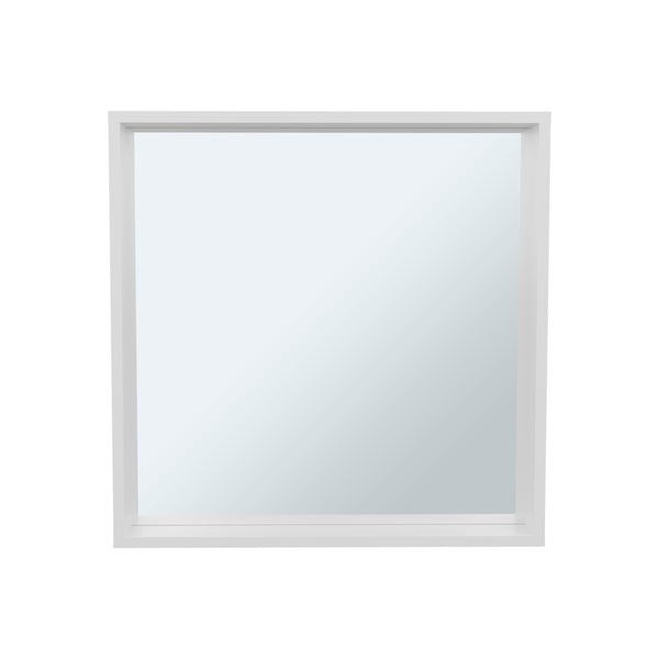 English Elm White White wall-mounted mirror cabinet with storage shelves, sleek modern melamine finish for small baths (23.6" x 23.6") B062P380050