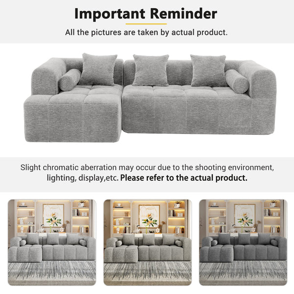 English Elm 101.2" Modular Chenille Sectional Sofa with Tufted Cushions and Deep Seating for Living Room N719S001890R