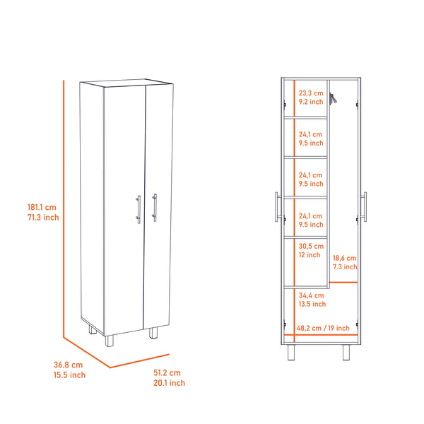 English Elm White Two Piece Laundry Room Set with Stainless Steel Sink Cabinet and Tall Pantry B062S00557