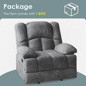 English Elm Oversized Rocking Rocker Recliner Chair with Ergonomic Support, Quick Tool-Free Assembly, Plush Comfort Stone Gray T3623P379945