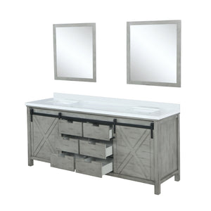 English Elm Ash Grey Double Bath Vanity with Cultured Marble Top, Soft-Close Drawers, Mirrors, Spacious Storage B2731S00908