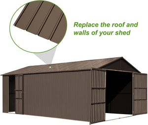 English Elm 20pcs Galvanized Steel Corrugated Roofing Panels Waterproof Outdoor Shed Pergola Kit W1859P471232
