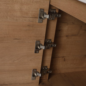English Elm 68'' Wall-Mounted Bathroom Vanity with White Ceramic Sink, Plywood Shelves, Soft-Close Door Elegance W999S00382