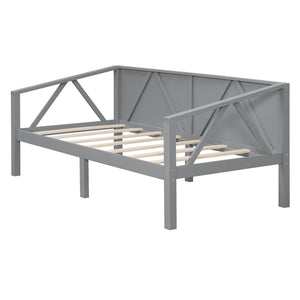 English Elm Twin Daybed Frame Solid Pine Sofa Bed for Guest Room Studio or Teen Bedroom Gray N708P266719E