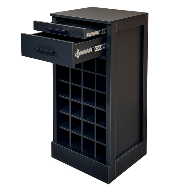 English Elm Black Walnut Modular Buffet Cabinet with Wine Storage Open Shelf and Drawer W331P410380
