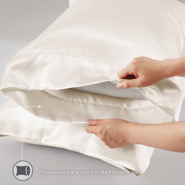 English Elm Satin Split King Sheet Set Luxury 100% Polyester Satin 90g Smooth Soft Deep Pocket Bedding Ivory 11.81 L x 9.84 W x 5.51 H B035P294186