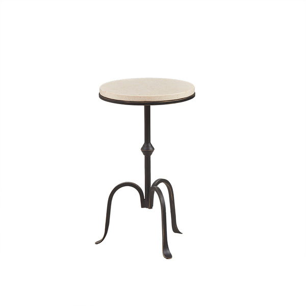 JLA Home Madison Park - Accent Marble Pedestal Table with Black-and-Gold Finish, 20" Round x 22" High—Sculptural Modern Accent Piece MP125-0819