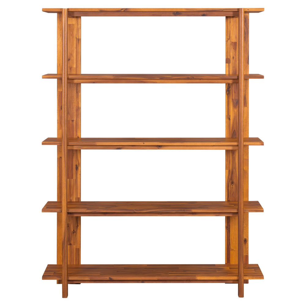 English Elm Christopher Knight Home® - Big 4-Tier Wooden Open Bookcase Acacia Wood Teak Finish — Sturdy 4-Shelf Display, 180 lb Capacity, Anti-Tip Stabilizer (75.5 x 19.5 x 11.4) N758P303160T