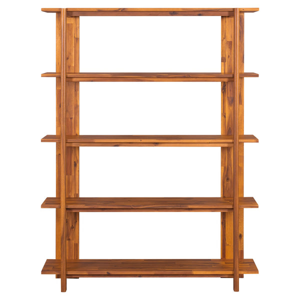 English Elm Christopher Knight Home® - Big 4-Tier Wooden Open Bookcase Acacia Wood Teak Finish — Sturdy 4-Shelf Display, 180 lb Capacity, Anti-Tip Stabilizer (75.5 x 19.5 x 11.4) N758P303160T