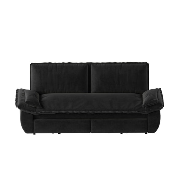 English Elm 73.2" Queen Sleeper Sofa Convertible Corduroy Loveseat for Guest Room or Living Space Black W1885S00228