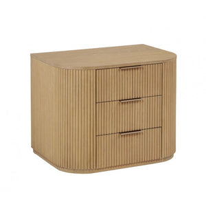 English Elm Fluted Solid Wood 3-drawer Nightstand with Textured Grooves for Modern Bedroom Storage Light Oak B011P474545