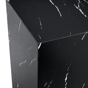 English Elm 11.8*11.8*19.6 Black Marble Texture MDF Coffee Table — Luxurious, No-Assembly Side Table for Living Rooms W1151P218681