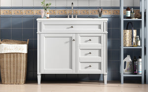 English Elm 36'' Modern Bathroom Vanity With Storage, Elegant Resin Sink, 2 Drawers & Tip-Out Drawer Design N710S136004K