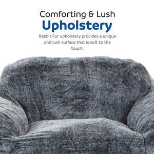 English Elm Soft Tore Lounger Memory Foam Bean Bag Chair with Armrests — Modern Blue-Gray Sofa for Game Room Comfort B2741P330122