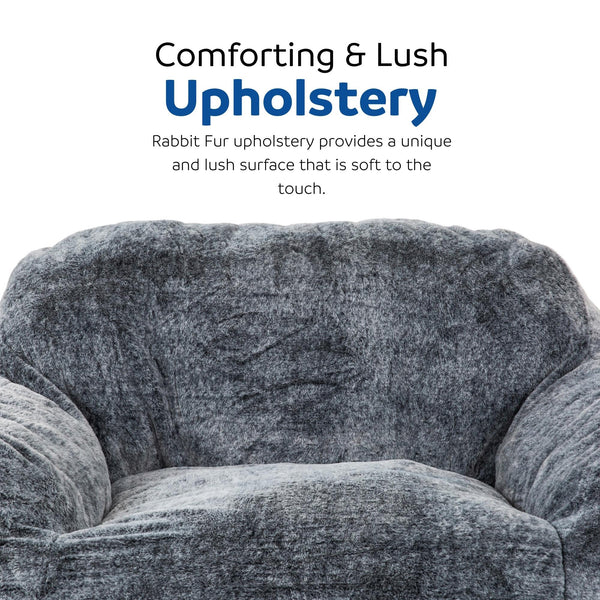 English Elm Soft Tore Lounger Memory Foam Bean Bag Chair with Armrests — Modern Blue-Gray Sofa for Game Room Comfort B2741P330122