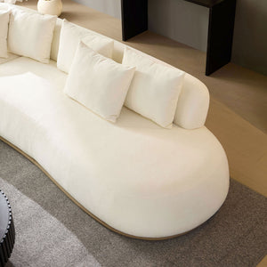 English Elm 134.6" Oversized L-Shaped Sectional Sofa with Ottoman, Beige, No Assembly, 6 Pillows, Deep Seats, Modern Comfort W3208S00002