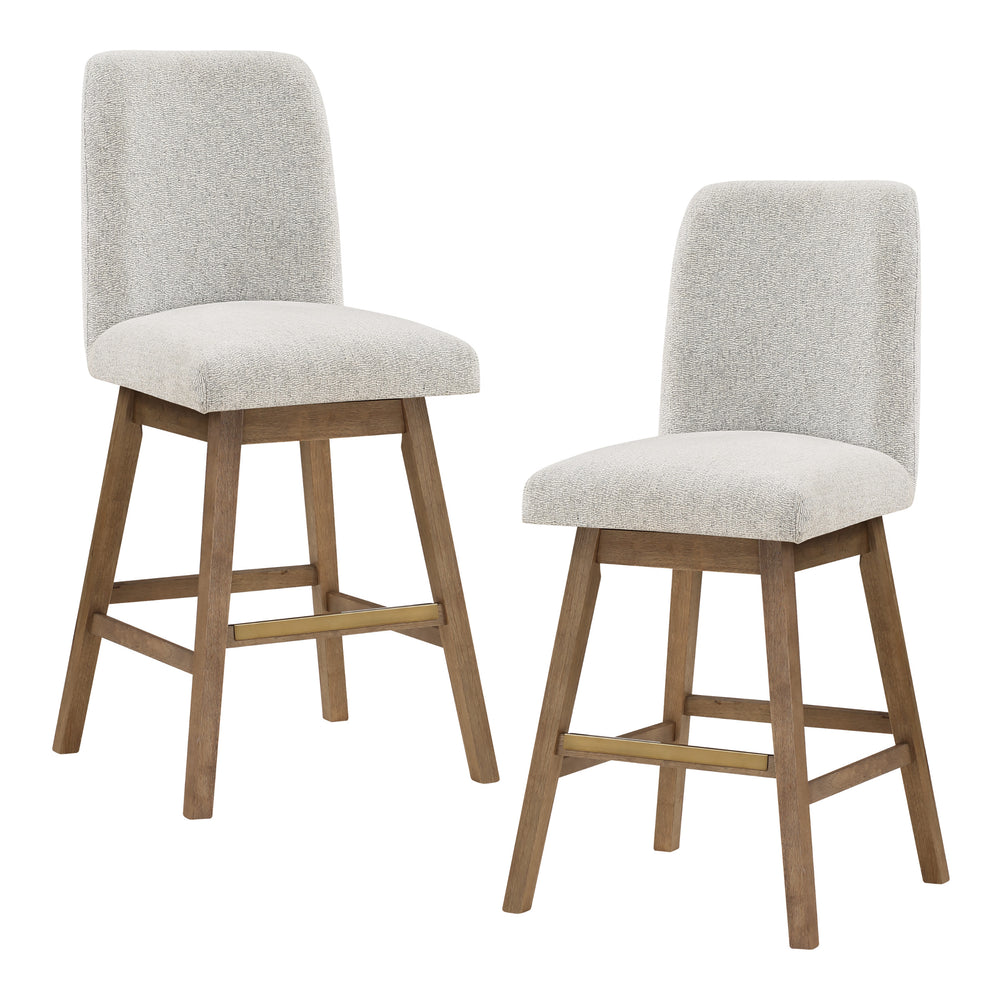 OSP Home Furnishings Finley 30" Swivel Barstool - Set of 2 Parchment/Med Oak