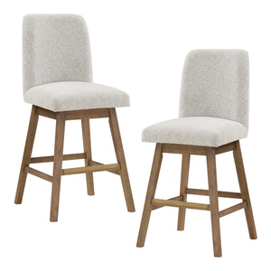 OSP Home Furnishings Finley 30" Swivel Barstool - Set of 2 Parchment/Med Oak