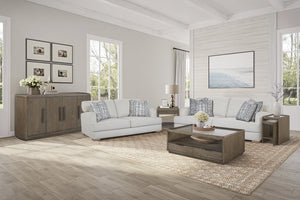 English Elm Love seat Birch Cream White Upholstered with 4 Down Pillows, High-Density Cushions & Durable Frame B2699P296299