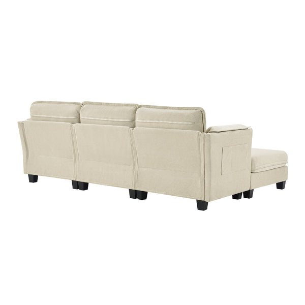 English Elm 93-inch L-shaped Sectional Sofa Cotton Linen Fabric Modular Storage Armrest Living Room W3480S00005
